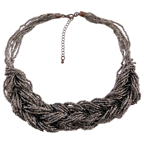 Elegant Braided Beaded Choker Chunky Necklace - Picture 3 of 6